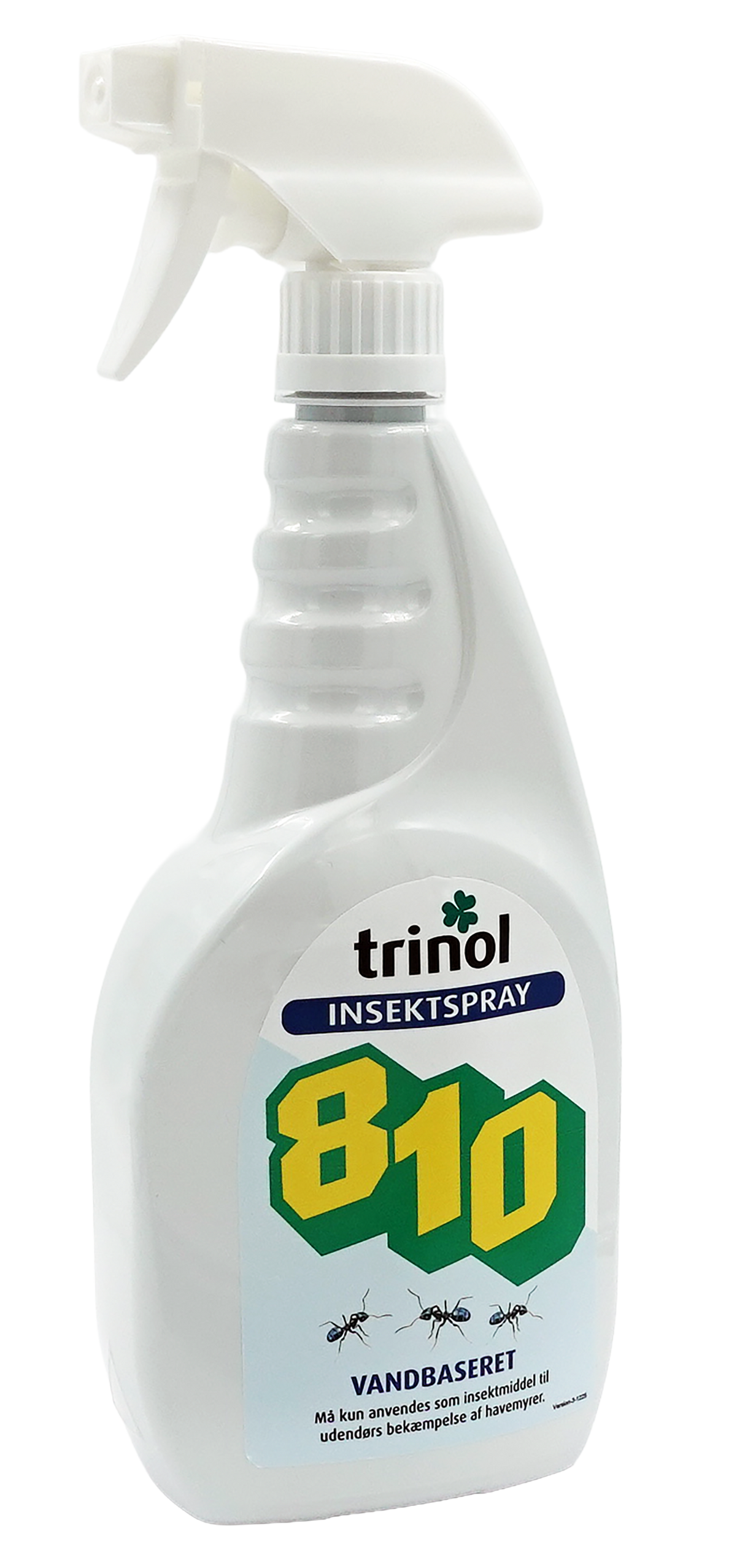 Trinol 810 insektspray mod myrer – bagside med brugsanvisning