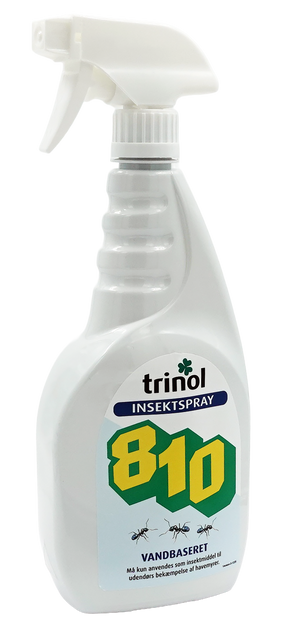 Trinol 810 insektspray mod myrer – bagside med brugsanvisning