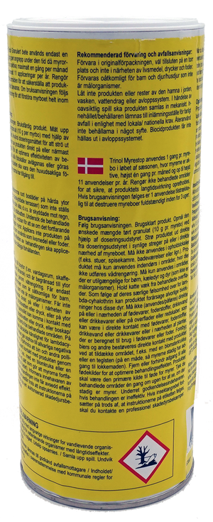 Trinol Myrestop – bagside med brugsanvisning
