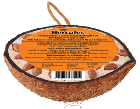 Halv kokosnød med jordnødde-topping