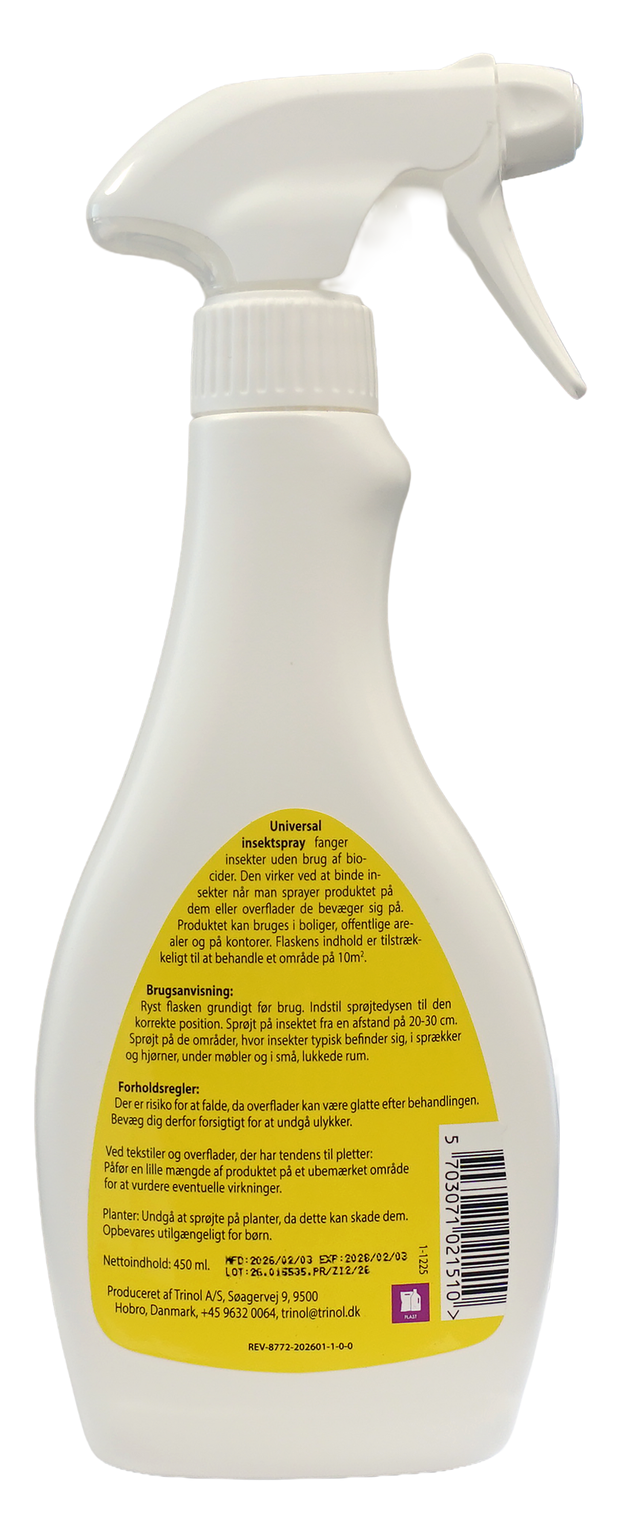 Trinol universal insektspray 450 ml – bagside