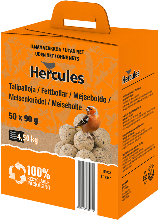 Hercules mejsebolde uden net 50 stk box