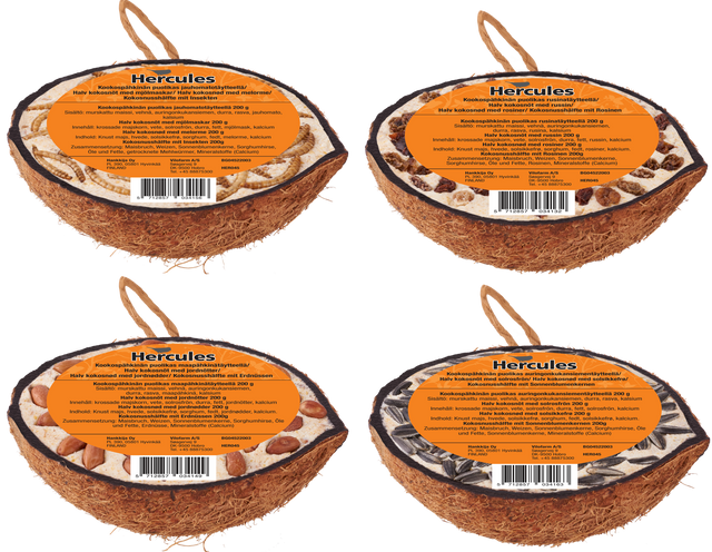 Hercules halve kokosnødder med topping — assorteret