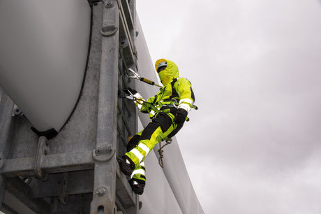 Åndbare Hi-Vis regnbukser, beregnet til klatrebrug - Hi-Vis Orange / Sort