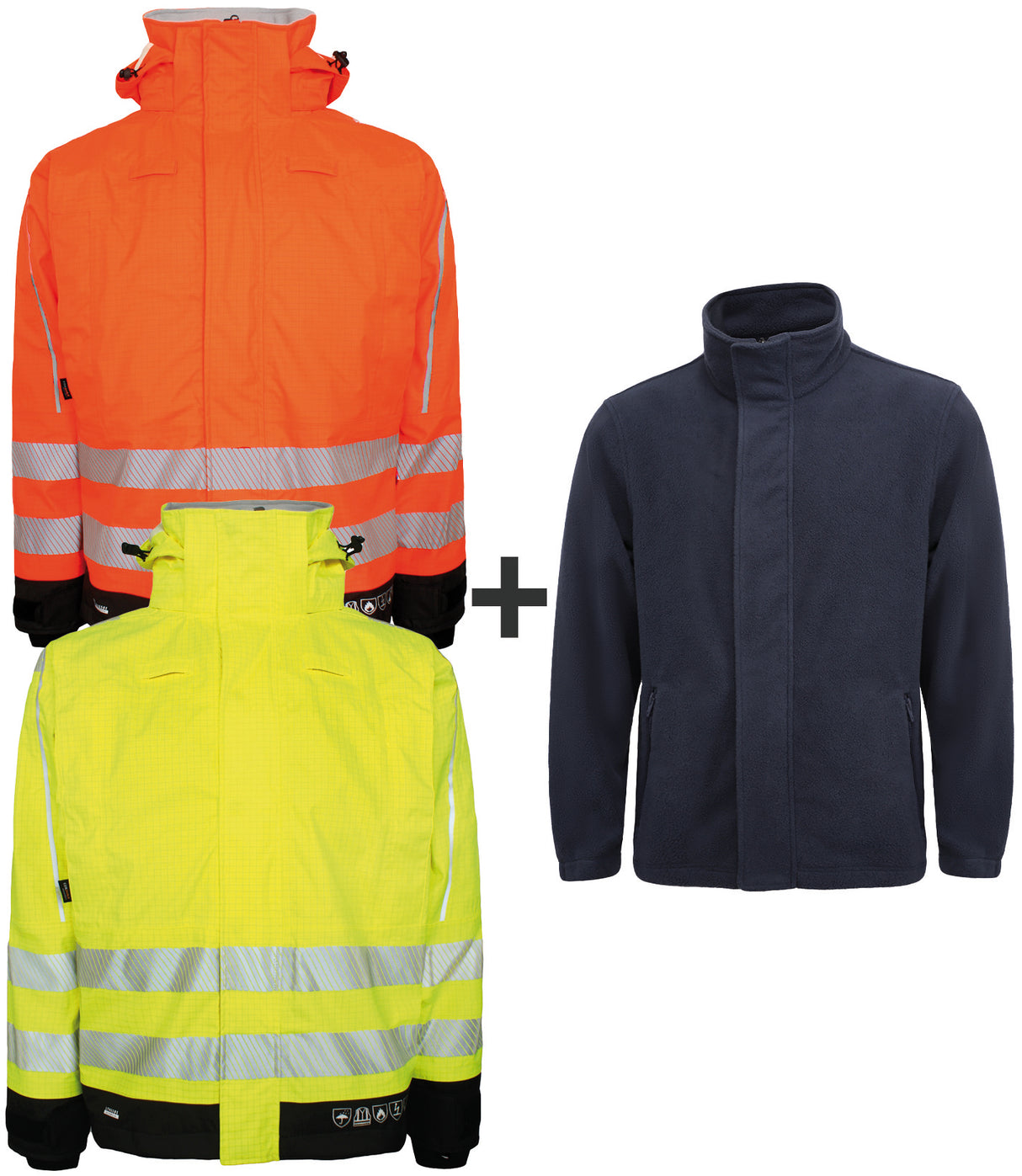 Multinorm Hi-Vis vinterjakke i kraftig rivfast kvalitet - Hi-Vis Orange / Sort