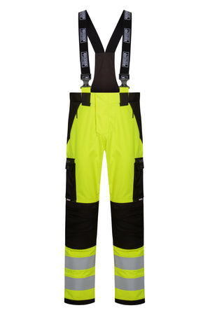 Multinorm Hi-Vis bukser i kraftig rivfast kvalitet med foer - Saturn Gul / Sort