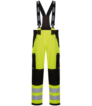 Multinorm Hi-Vis bukser i kraftig rivfast kvalitet med foer - Saturn Gul / Sort