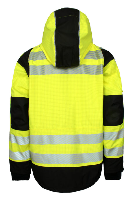 Multinorm Hi-Vis jakke i kraftig rivfast kvalitet - Saturn Gul / Sort