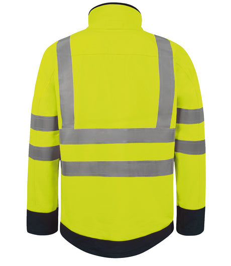 Multinorm Hi-Vis softshell jakke i 3-lags kvalitet - Saturn Gul / Navy