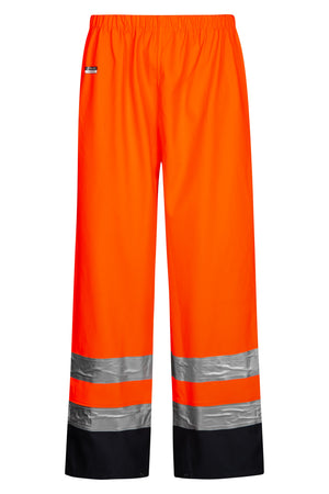 Multinorm Hi-Vis bukser i ekstra kraftig PVC kvalitet - Hi-Vis Orange / Navy