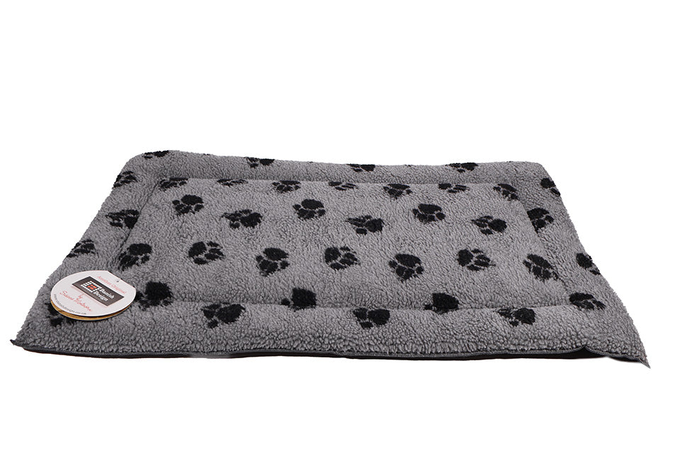LS Luxurious matress - 71x42 cm Medium, Grey with black paw print