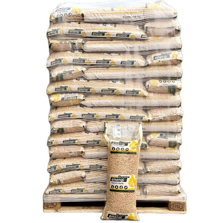 Palle med 16 kg sække Ewers Premium træpiller 6 mm