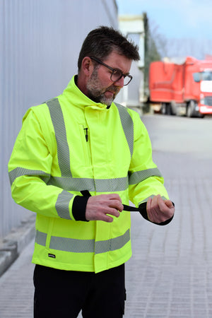 Åndbar Hi-Vis softshell jakke - Saturn Gul / Sort
