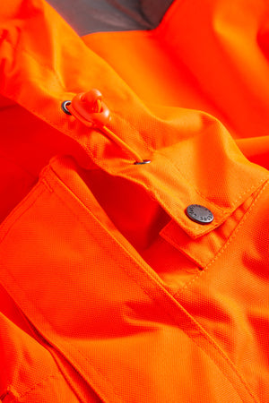 Åndbar Hi-Vis skaljakke i robust og slidstærk håndværker kvalitet - Hi-Vis Orange / Sort