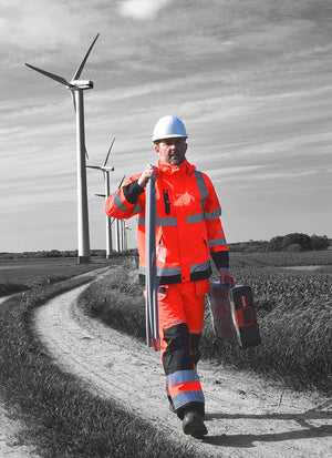 Åndbar Hi-Vis skaljakke i robust og slidstærk håndværker kvalitet - Hi-Vis Orange / Sort