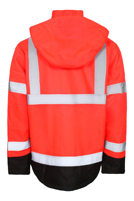 Åndbar Hi-Vis skaljakke i robust og slidstærk håndværker kvalitet - Hi-Vis Rød / Sort