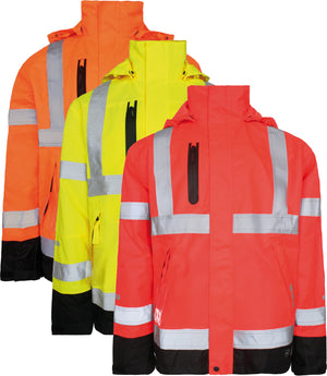 Åndbar Hi-Vis skaljakke i robust og slidstærk håndværker kvalitet - Hi-Vis Orange / Sort