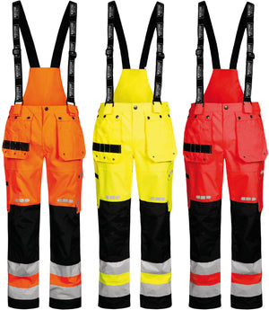 Åndbare Hi-Vis skalbukser i robust og slidstærk håndværker kvalitet - Hi-Vis Orange / Sort