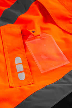 Åndbar Hi-Vis vinterjakke i robust og slidstærk håndværker kvalitet - Hi-Vis Orange / Sort