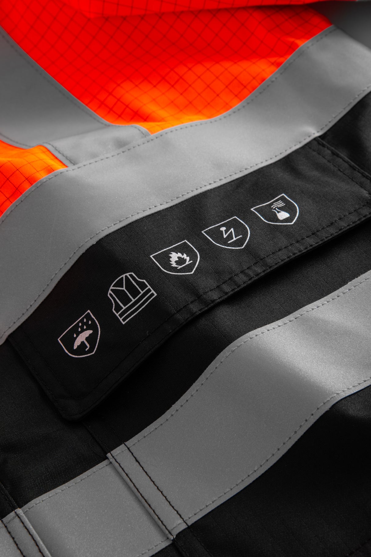 Brandhæmmende Hi-Vis skaljakke i kraftig rivfast kvalitet - Hi-Vis Orange / Sort