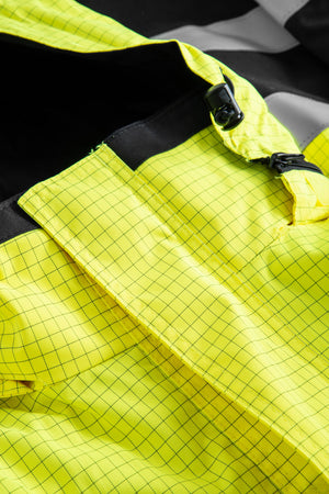 Brandhæmmende Hi-Vis skaljakke i kraftig rivfast kvalitet - Saturn Gul / Sort