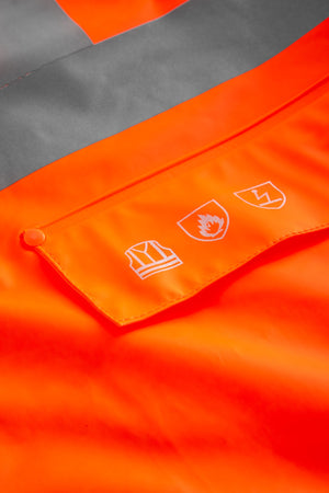 Brandhæmmende Hi-Vis vest i PU kvalitet med quiltet foer - Hi-Vis Orange