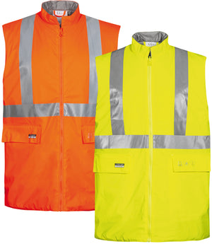 Brandhæmmende Hi-Vis vest i PU kvalitet med quiltet foer - Hi-Vis Orange