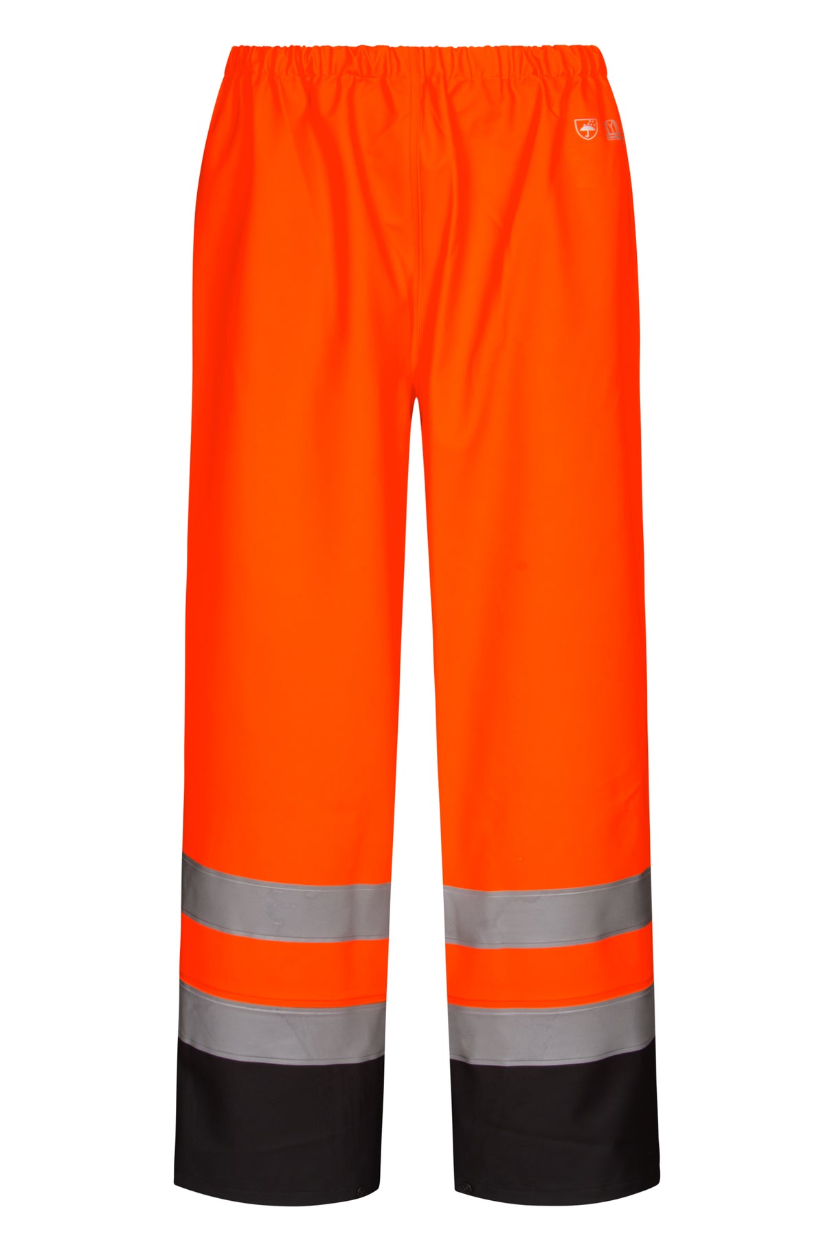 Brandhæmmende Hi-Vis regnbukser i kraftig PU/PVC kvalitet - Hi-Vis Orange / Navy