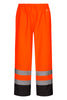 Brandhæmmende Hi-Vis regnbukser i kraftig PU/PVC kvalitet - Hi-Vis Orange / Navy