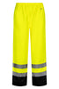 Brandhæmmende Hi-Vis regnbukser i kraftig PU/PVC kvalitet - Saturn Gul / Navy
