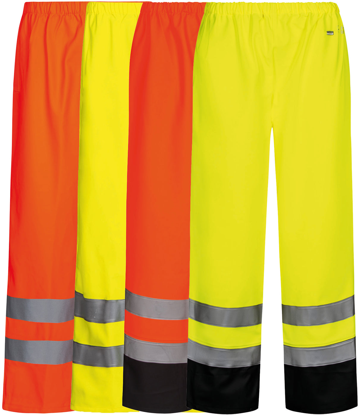 Brandhæmmende Hi-Vis regnbukser i kraftig PU/PVC kvalitet - Hi-Vis Orange / Navy