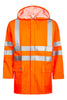 Brandhæmmende Hi-Vis regnjakke i kraftig PU/PVC kvalitet - Hi-Vis Orange