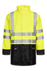 Brandhæmmende Hi-Vis regnjakke i kraftig PU/PVC kvalitet - Saturn Gul / Navy