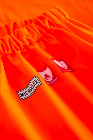 Brandhæmmende Hi-Vis regnbukser i PU kvalitet - Hi-Vis Orange / Navy