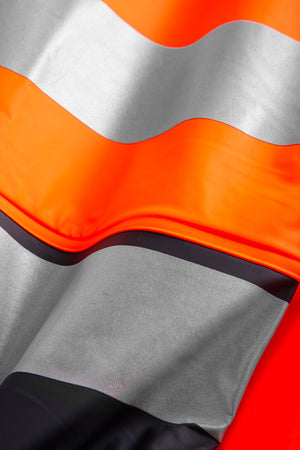 Brandhæmmende Hi-Vis regnbukser i PU kvalitet - Hi-Vis Orange / Navy