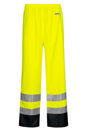 Brandhæmmende Hi-Vis regnbukser i PU kvalitet - Saturn Gul / Navy
