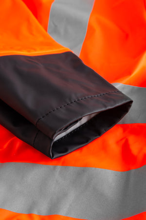 Brandhæmmende Hi-Vis regnjakke i PU kvalitet - Hi-Vis Orange / Navy