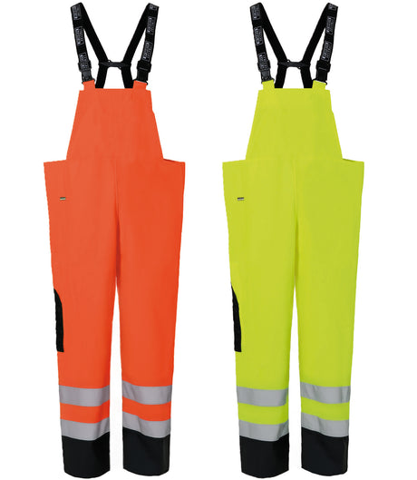 Brandhæmmende Hi-Vis regnoveralls i PU kvalitet - Hi-Vis Orange / Navy