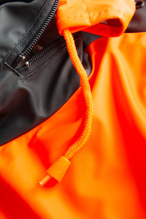 Brandhæmmende Hi-Vis vinterkedeldragt i PU kvalitet med quiltet foer - Hi-Vis Orange / Navy