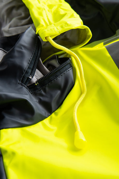 Brandhæmmende Hi-Vis vinterkedeldragt i PU kvalitet med quiltet foer - Saturn Gul / Navy