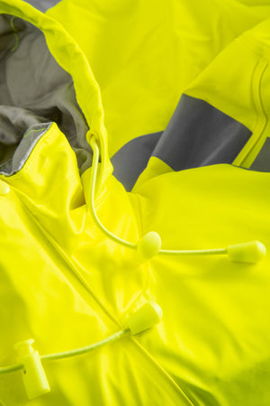 Brandhæmmende Hi-Vis vinterjakke i pilotmodel i PU kvalitet med fast quiltet foer - Saturn Gul