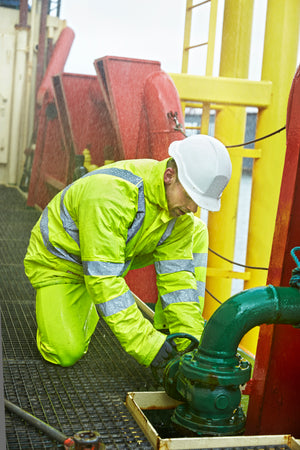 Brandhæmmende Hi-Vis vinterjakke i pilotmodel i PU kvalitet med fast quiltet foer - Saturn Gul