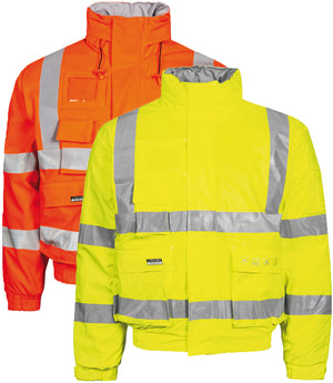 Brandhæmmende Hi-Vis vinterjakke i pilotmodel i PU kvalitet med fast quiltet foer - Saturn Gul