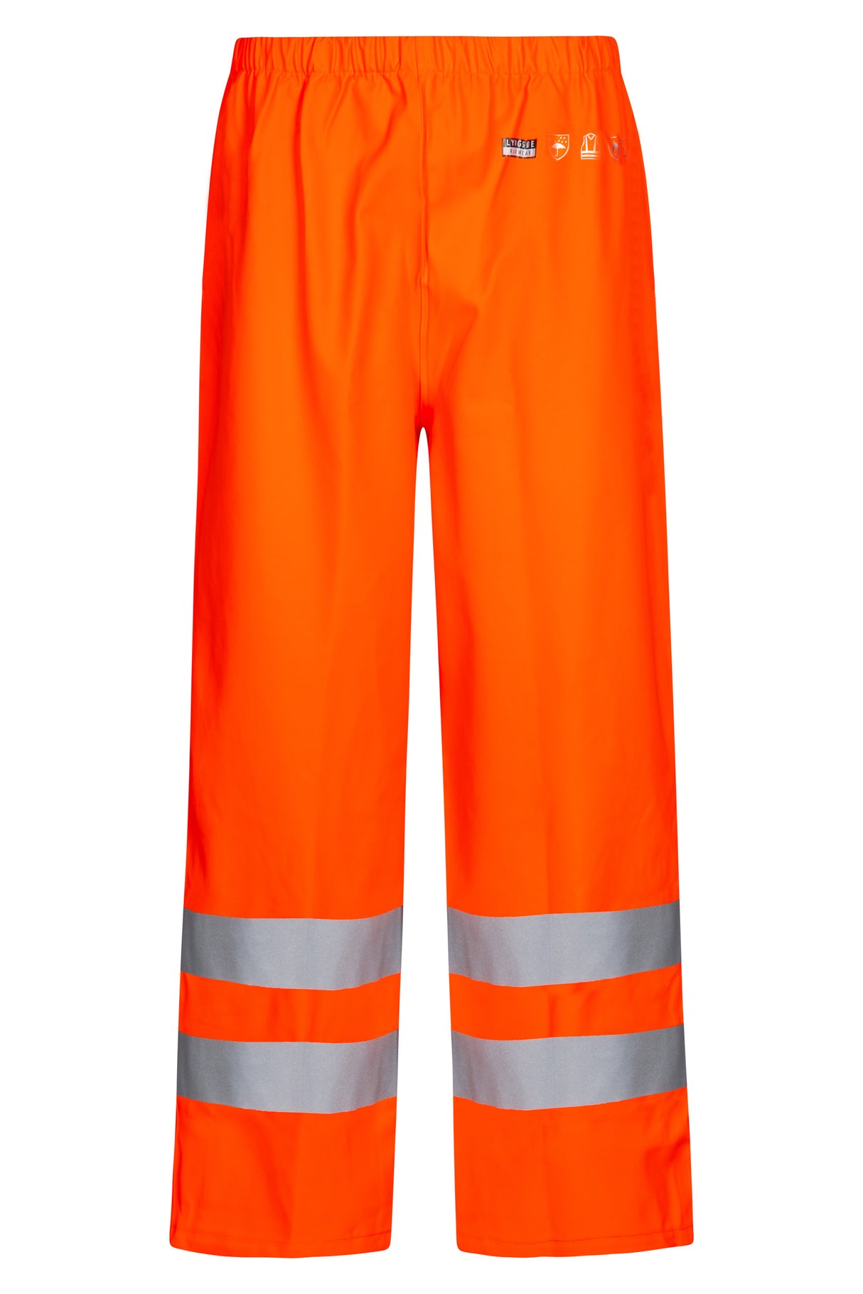 Brandhæmmende Hi-Vis regnbukser i PU kvalitet - Hi-Vis Orange
