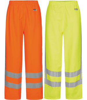 Brandhæmmende Hi-Vis regnbukser i PU kvalitet med RWS-reflekser - Hi-Vis Orange