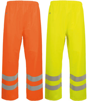 Brandhæmmende Hi-Vis regnbukser i PU kvalitet til kvinder - Hi-Vis Orange