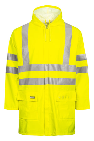 Brandhæmmende Hi-Vis regnjakke i PU kvalitet - Saturn Gul