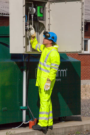 Brandhæmmende Hi-Vis regnjakke i PU kvalitet - Saturn Gul