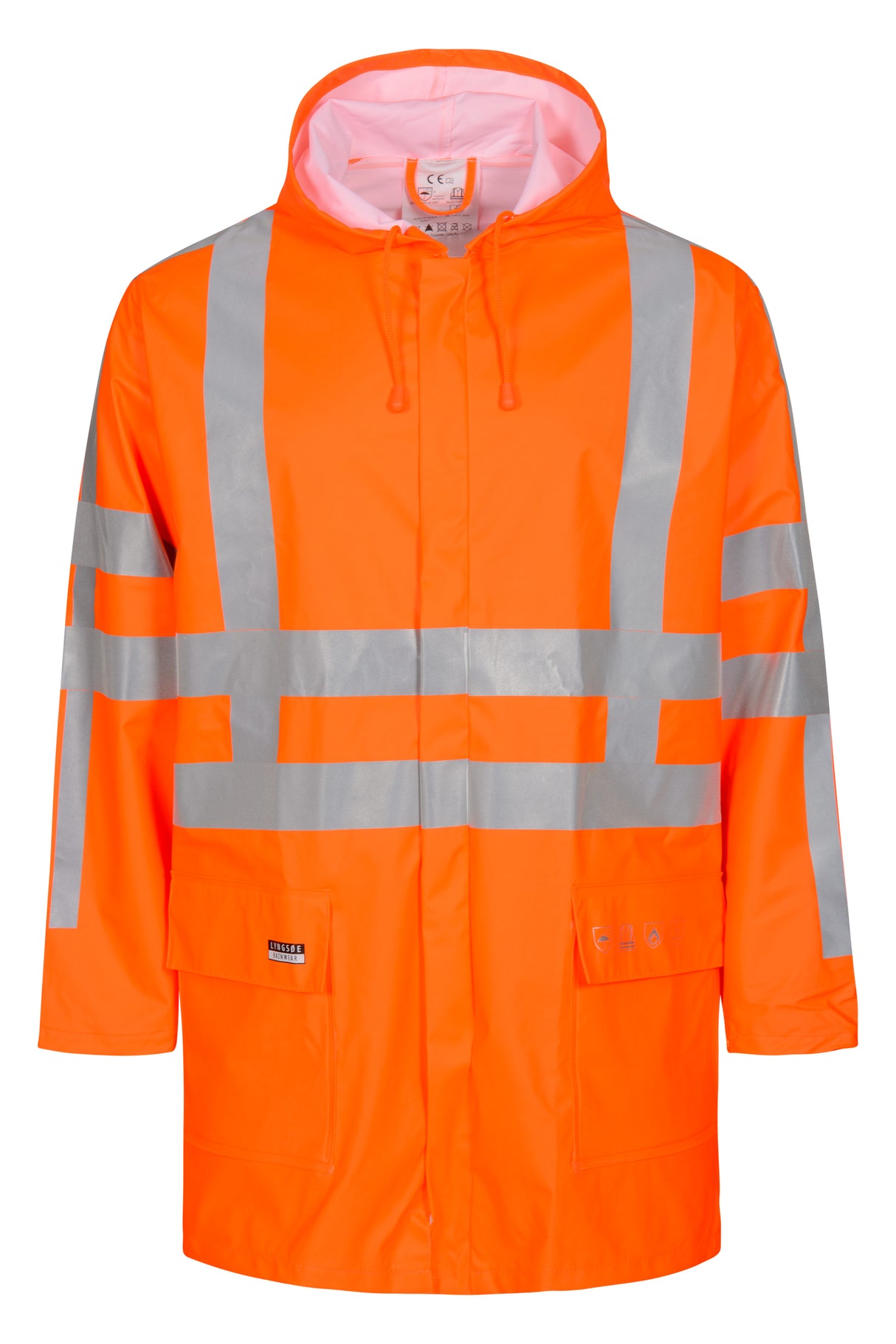 Brandhæmmende Hi-Vis regnjakke i PU kvalitet med RWS-reflekser - Hi-Vis Orange