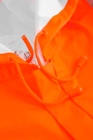Brandhæmmende Hi-Vis regnjakke i PU kvalitet med RWS-reflekser - Hi-Vis Orange